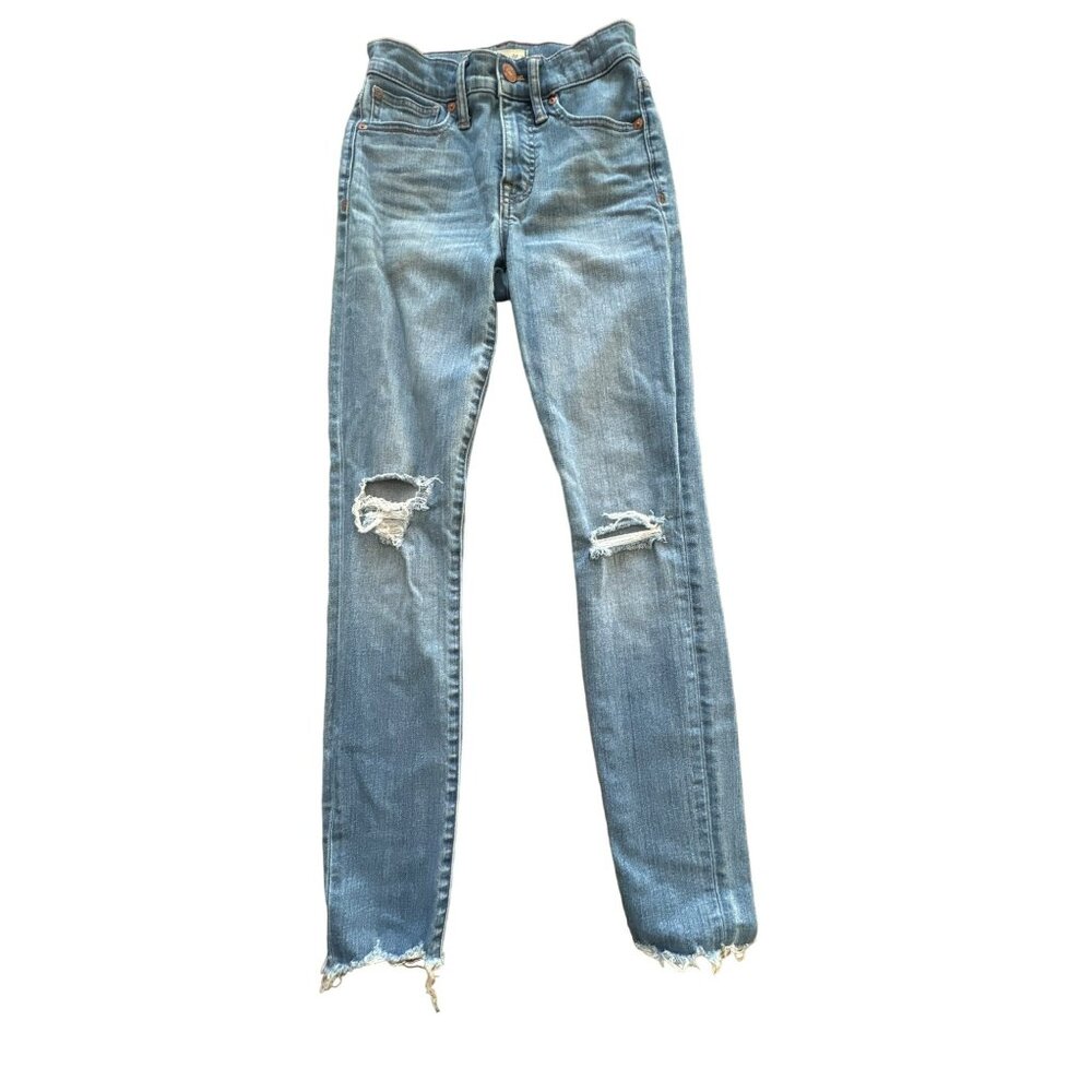Madewell Women's High-Rise Skinny Jeans Size 23 9" Distressed Raw Frayed Hem
